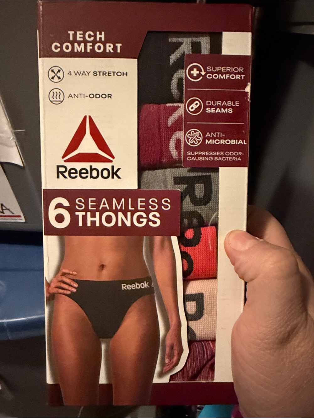 💜Reebok Women's Underwear Seamless Thong Panties, 6-Pack, Size:2XL(20-22)